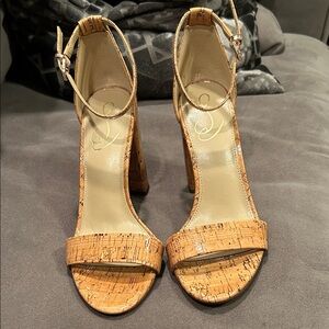 Sam Edelman Yaro Ankle Strap Cork Open Toe Chunky Heel Sandals size 8.5